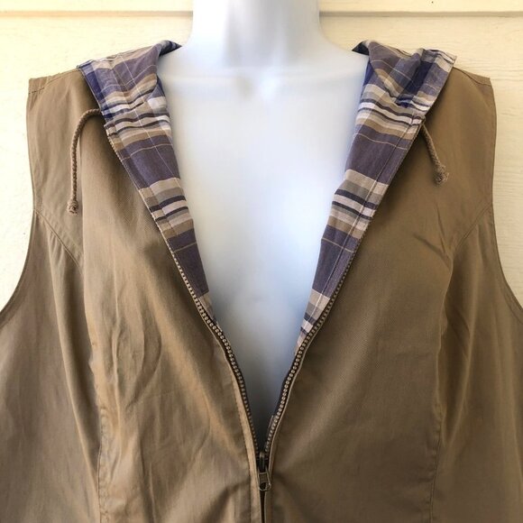 NWT! Christopher & Banks Size L Reversible Hooded Zip Front Vest - Picture 3 of 16